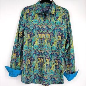 David Smith Australia Men's Slim Fit Paisley Button Up Long Sleeve Shirt Size L